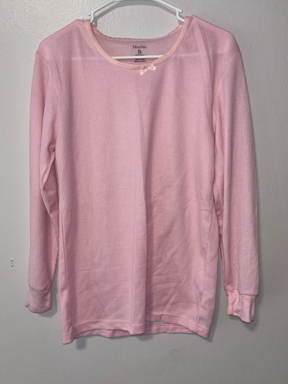 Mayfair Light Pink Waffle Knit Long Sleeve Top